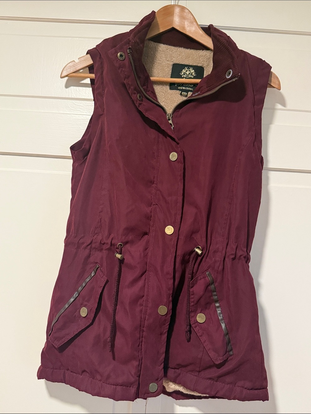 Special One International Fleece-Lined Quilted Suede Like Vest in Deep Burgundy